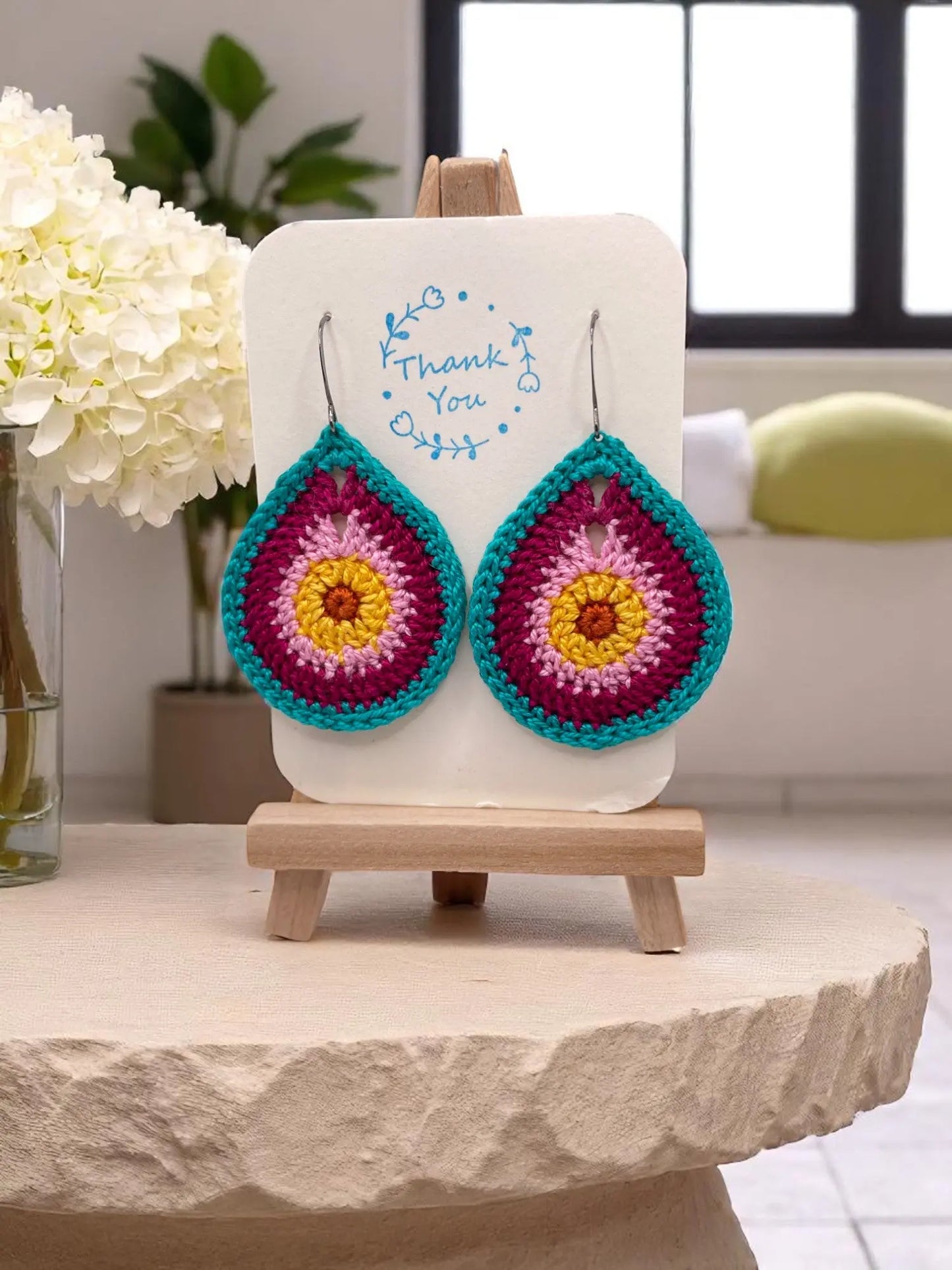 Multi-Colored Teardrop earring Tangles & Twine