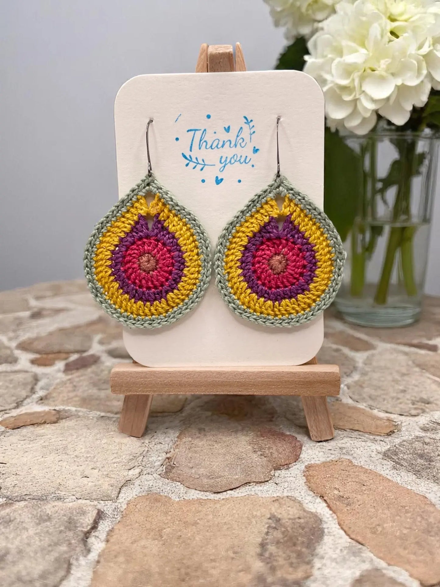 Multi-Colored Teardrop earring Tangles & Twine