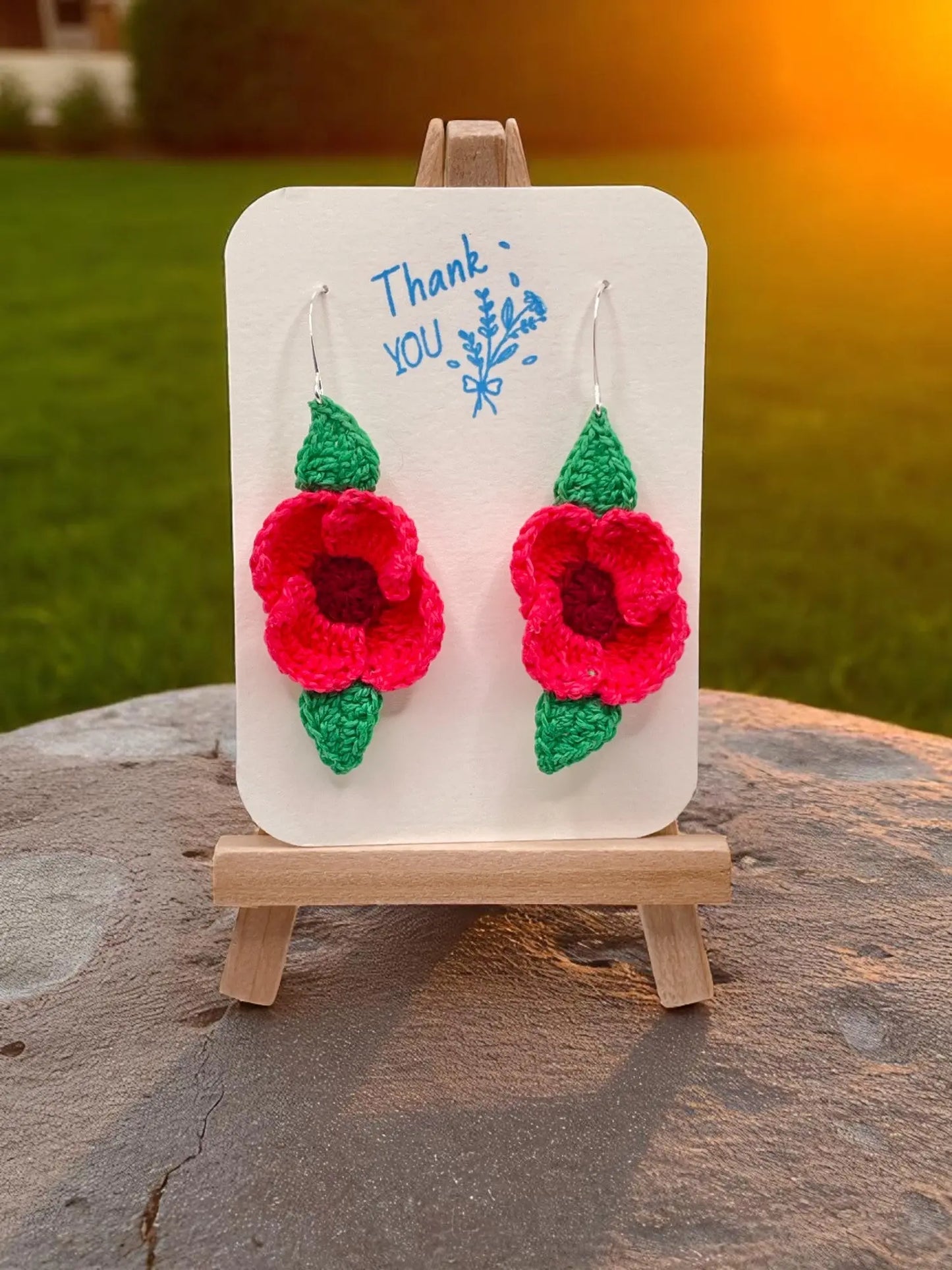 Poppy earring in reddish pink and maroon (#6) Tangles & Twine