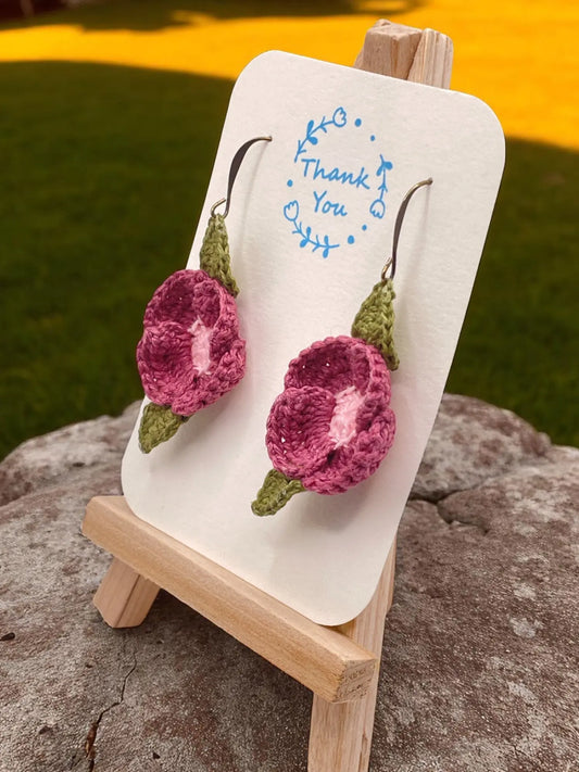 Poppy earring in soft purple and pink (#4) Tangles & Twine