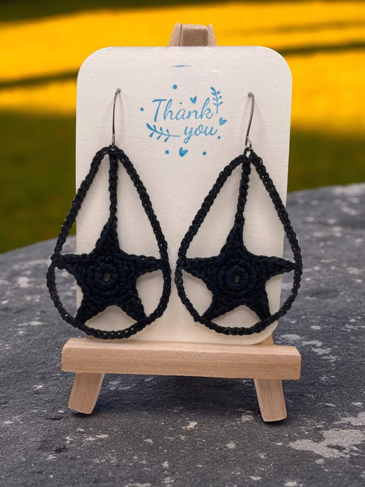 Dangling star in black Tangles & Twine