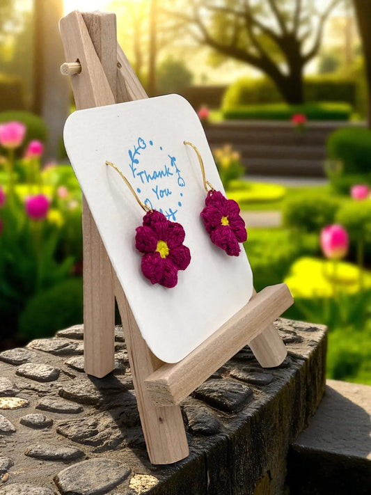 Dangly Puff Flower in fuchsia Tangles & Twine