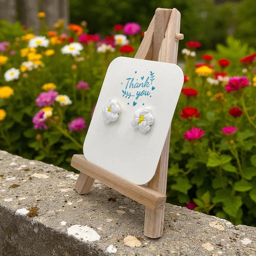 Floral stud in white (#18) Tangles & Twine