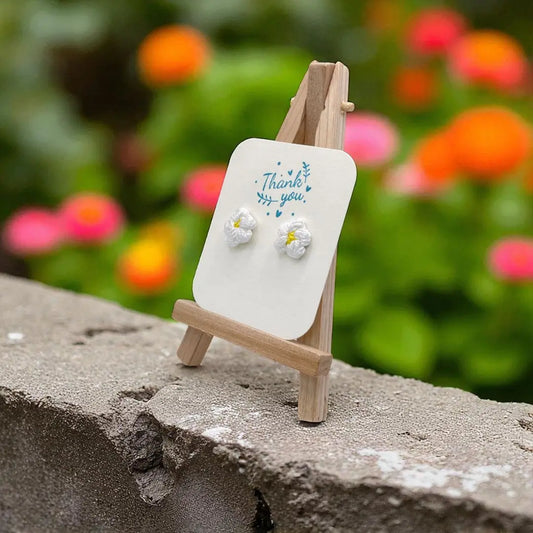 Floral stud in white (#18) Tangles & Twine