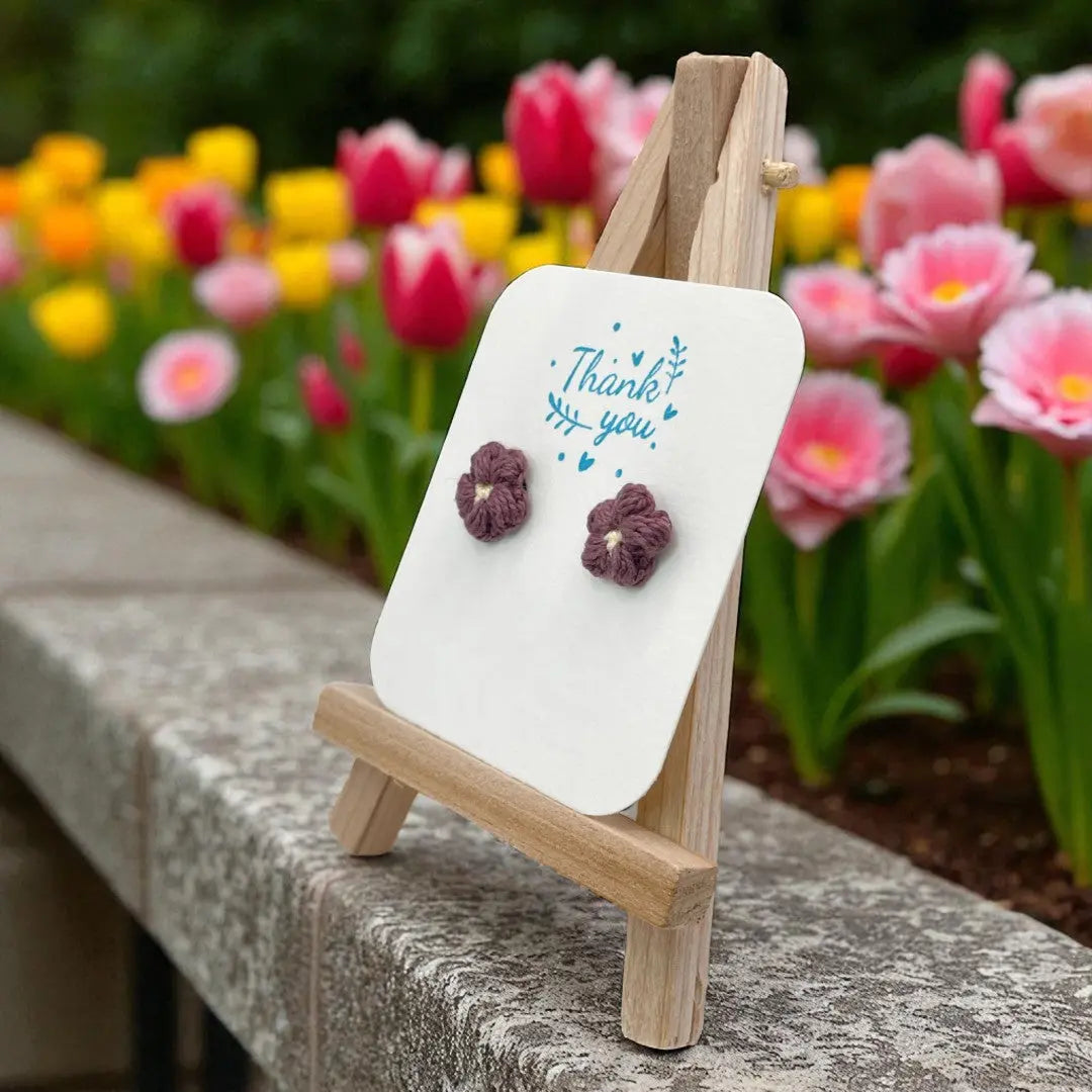 Floral stud in raisin (#15) Tangles & Twine