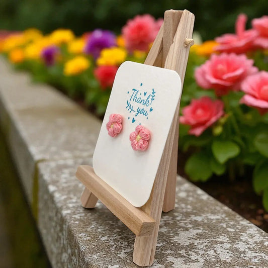 Floral stud in flamingo pink (#23) Tangles & Twine