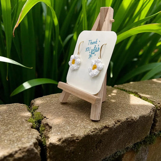 Dangly Puff Flower in white Tangles & Twine