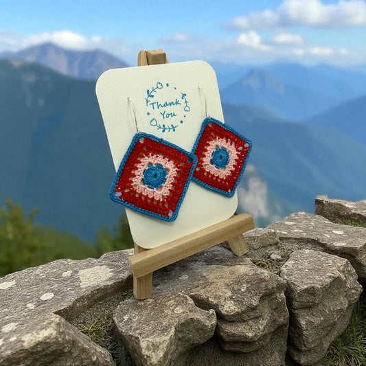 Intricate Square in Blue, Red, and Pink Tangles & Twine