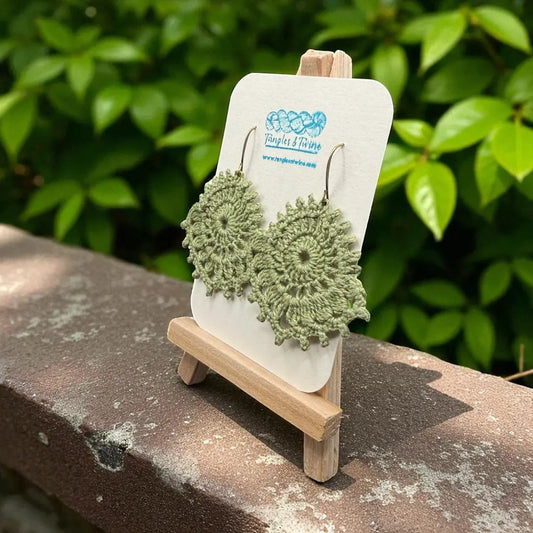 Crocheted Earrings: The Royal Whimsy in Sage Green Tangles & Twine