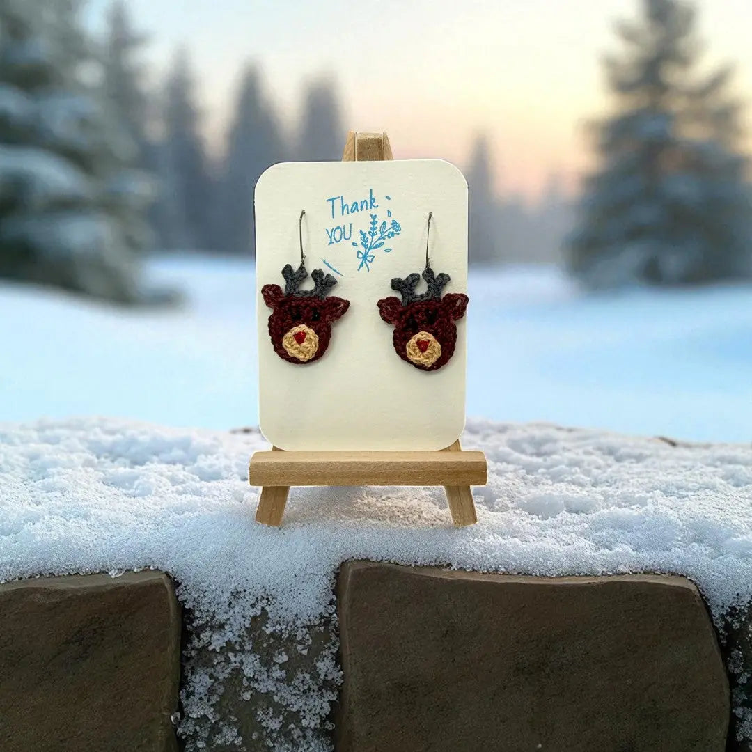 Crocheted Earrings: Rudolph (#1) Tangles & Twine