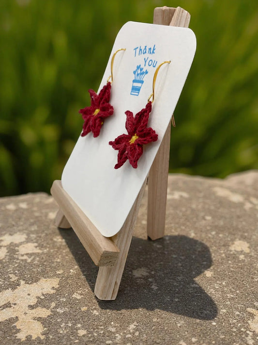 Medium dangly flower in maroon Tangles & Twine
