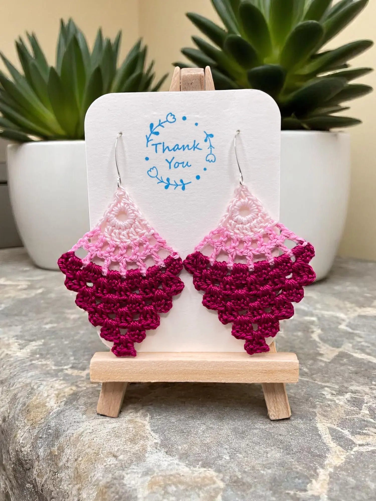 Chandelier earring in shades of pink Tangles & Twine