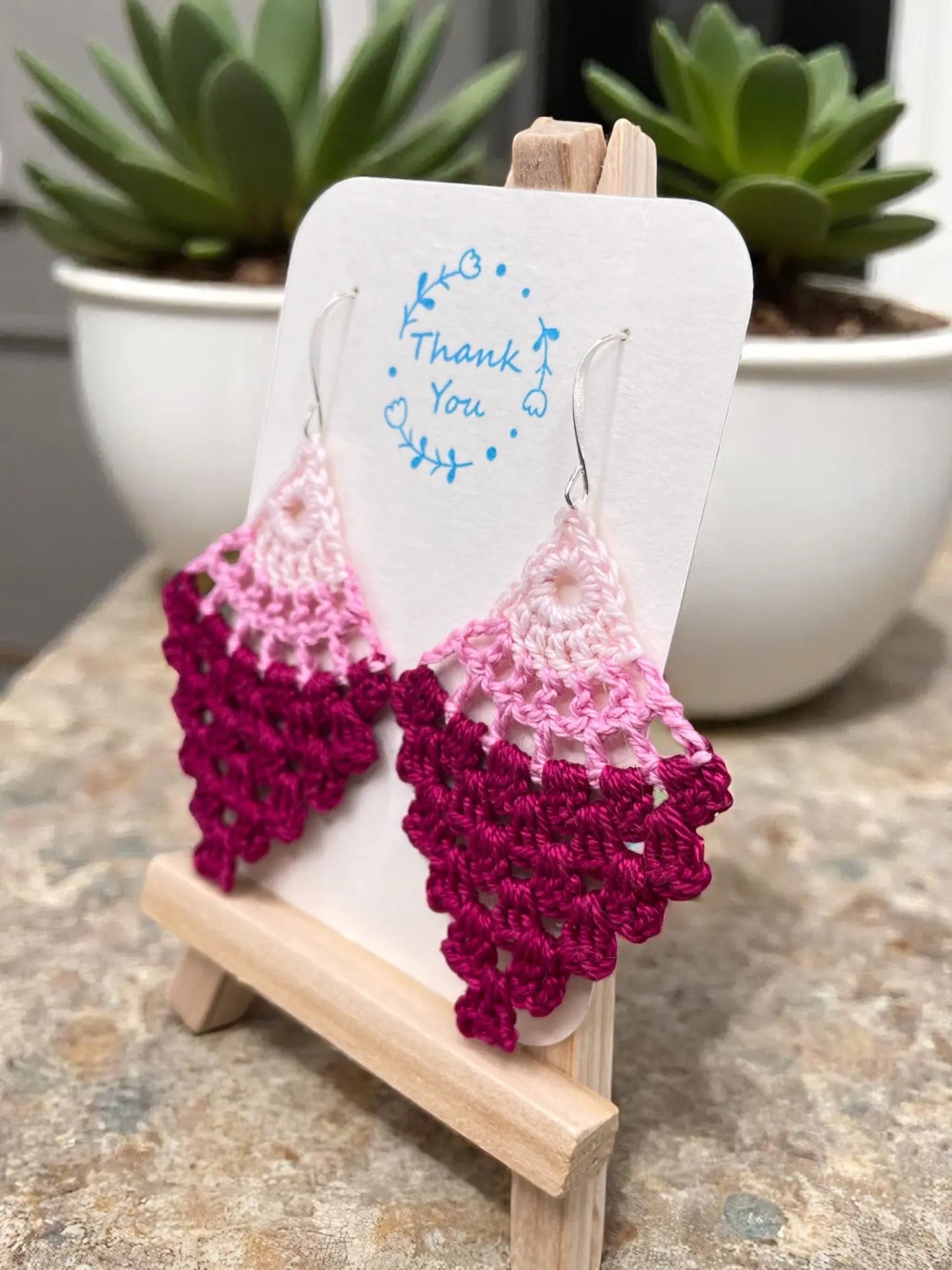 Chandelier earring in shades of pink Tangles & Twine