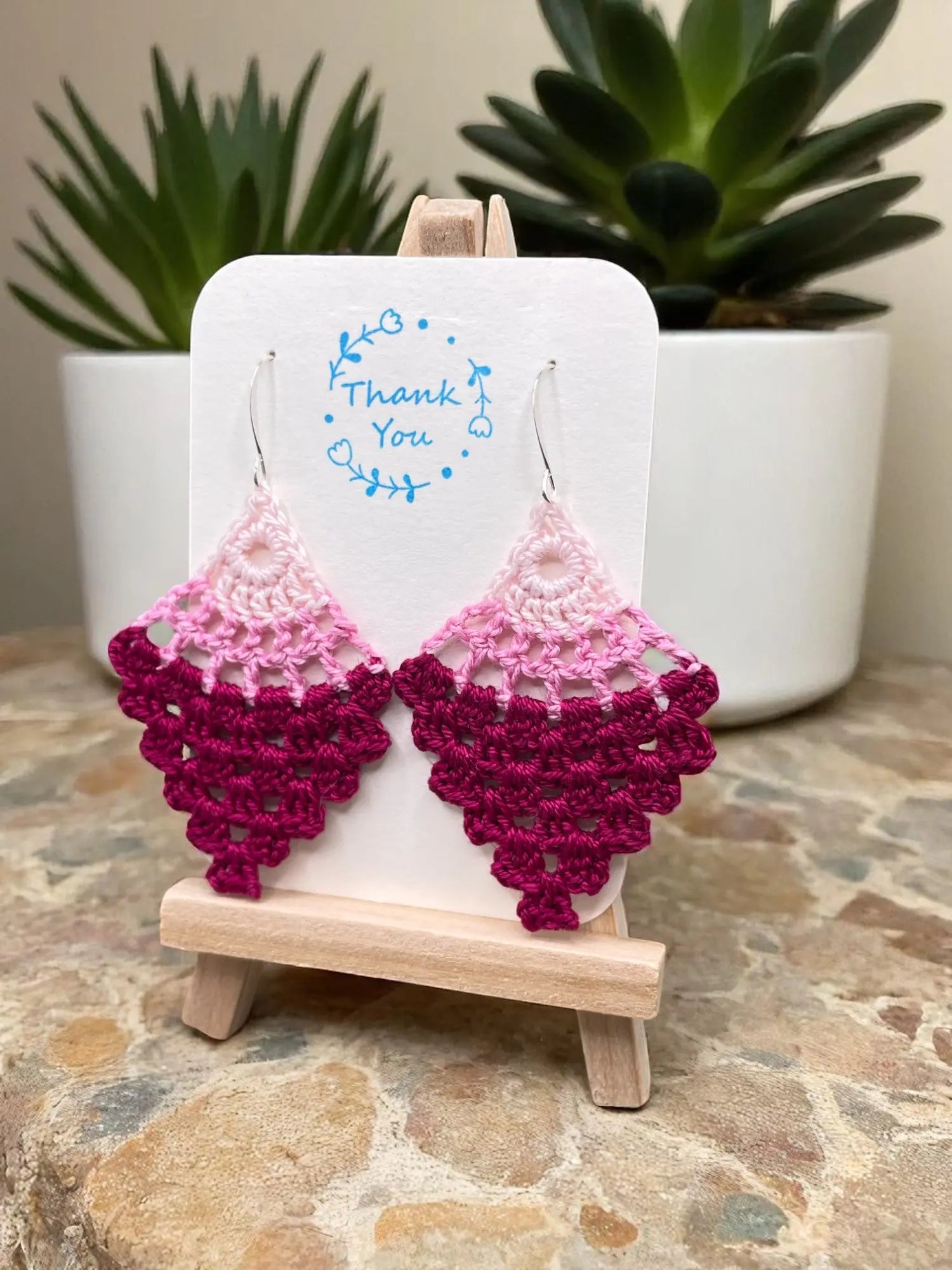 Chandelier earring in shades of pink Tangles & Twine