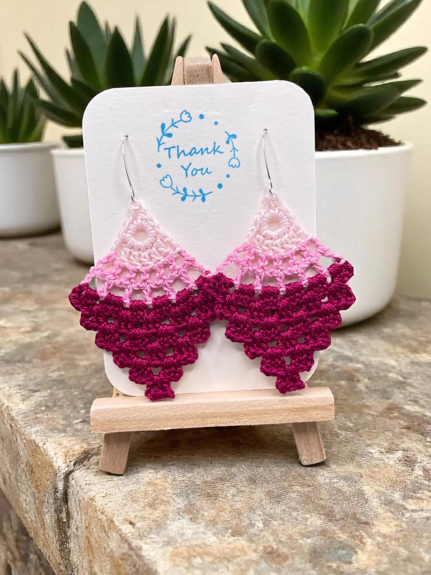 Chandelier earring in shades of pink Tangles & Twine