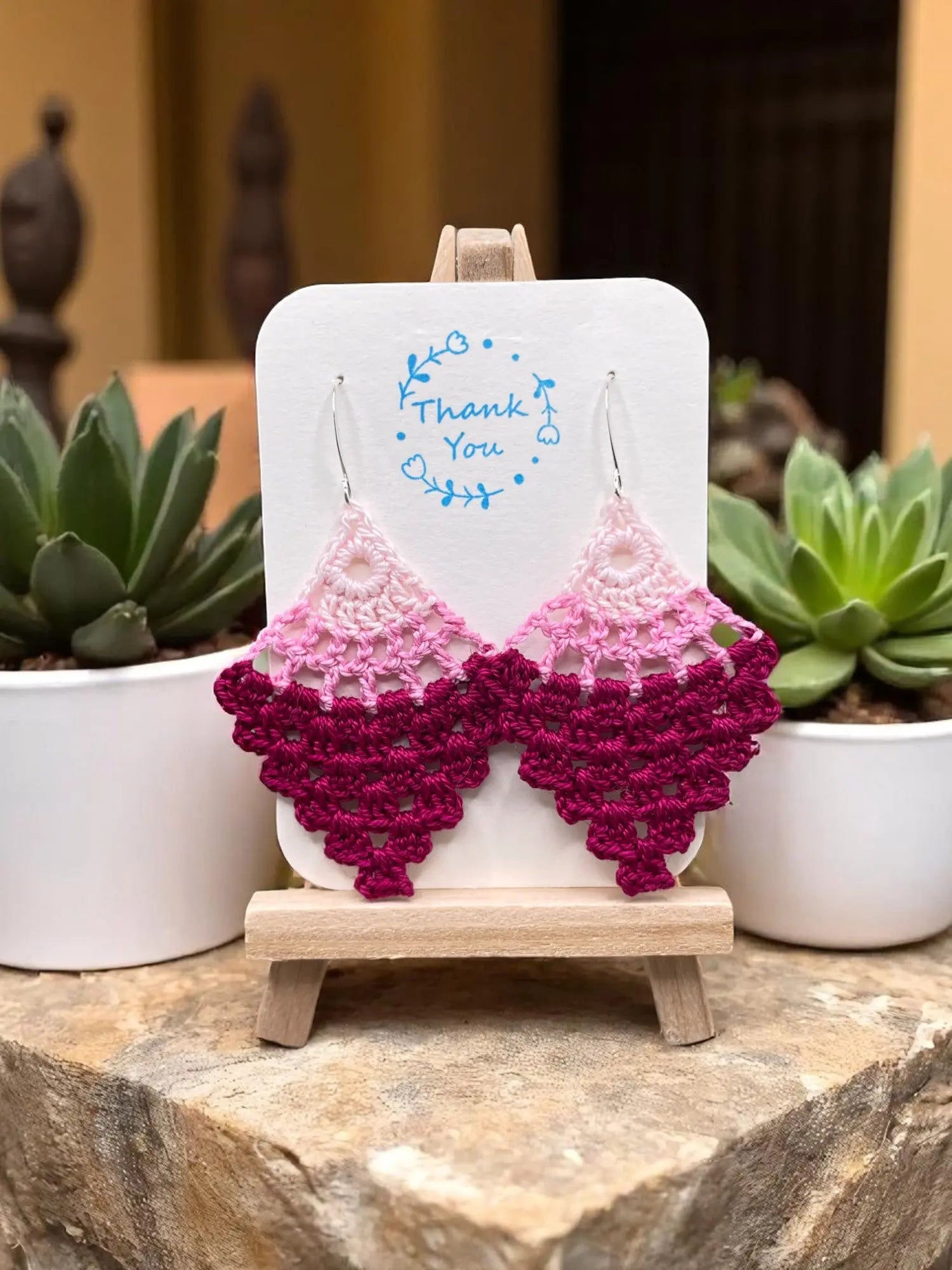 Chandelier earring in shades of pink Tangles & Twine