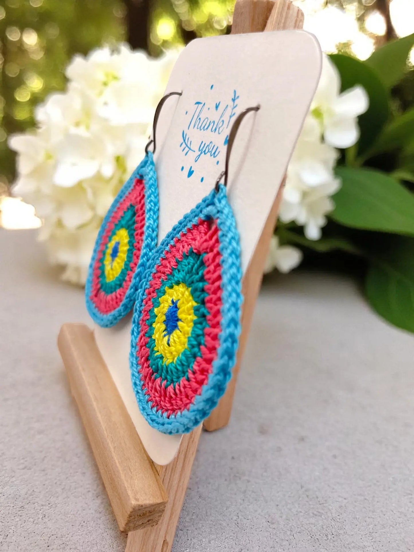 Multi-Colored Teardrop earring Tangles & Twine