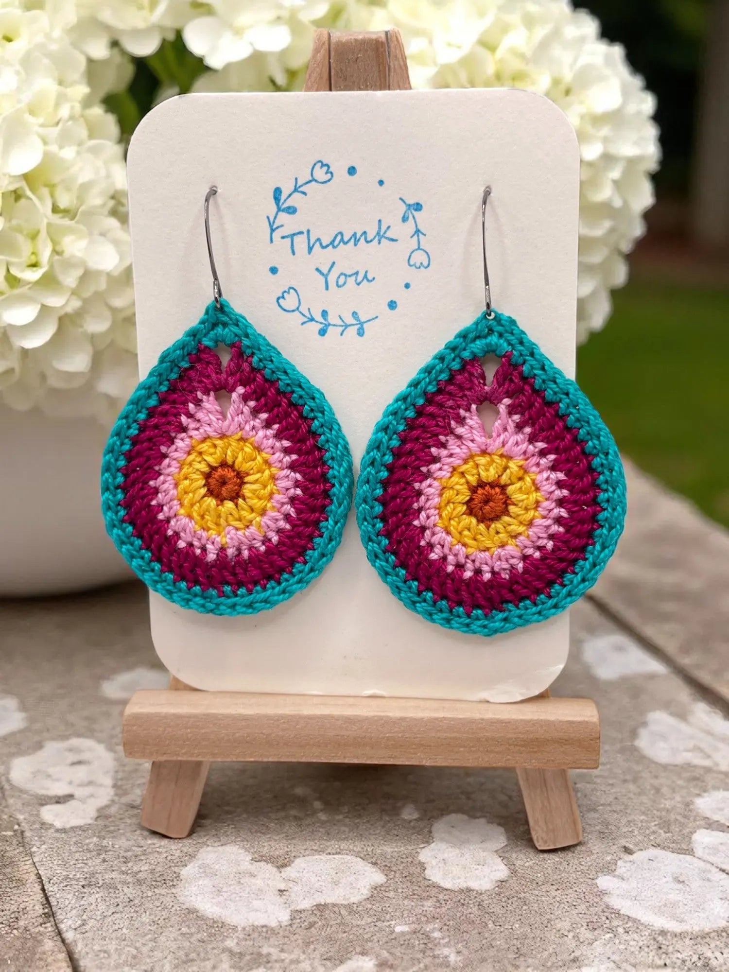 Multi-Colored Teardrop earring Tangles & Twine