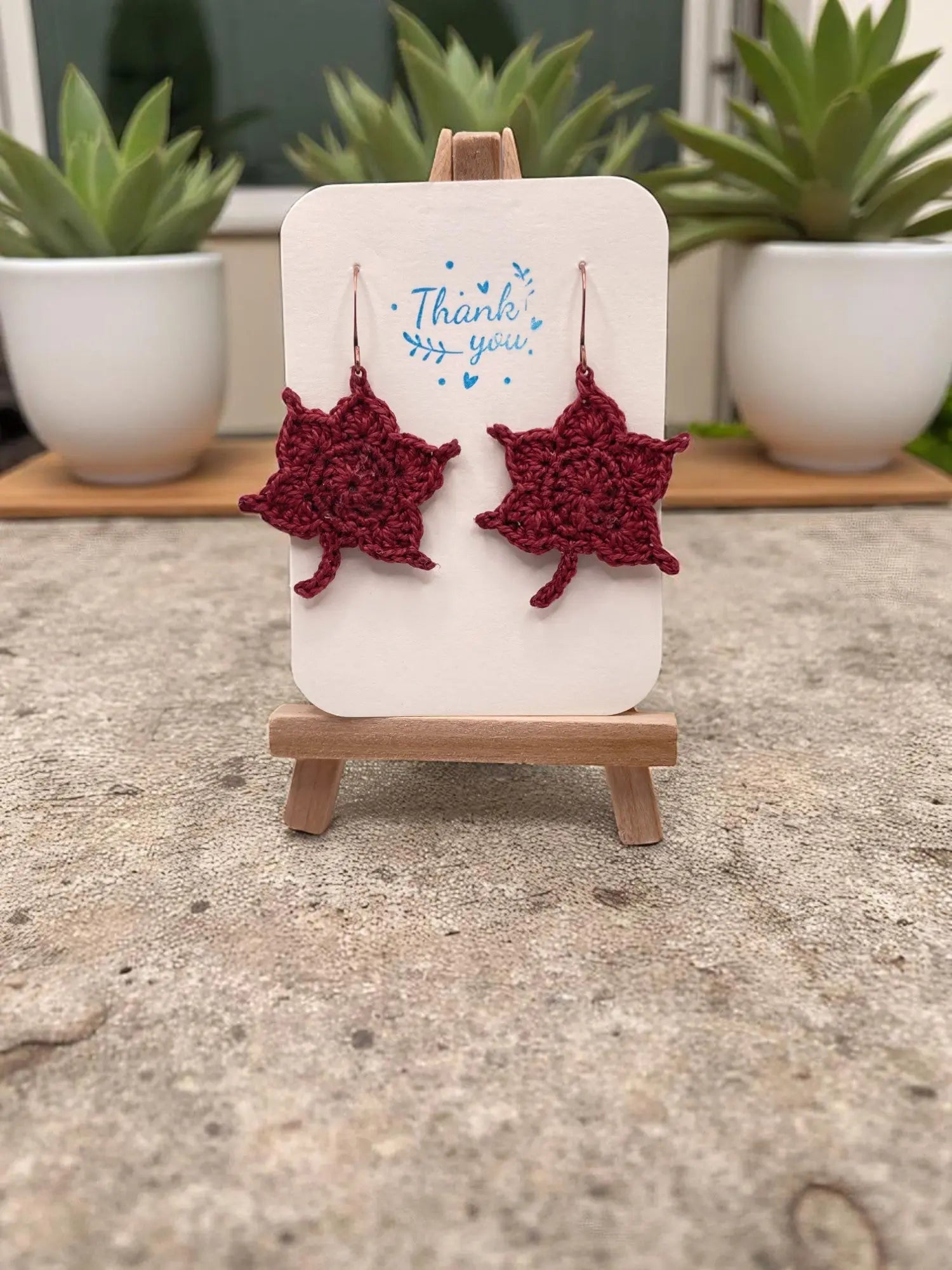 Maple Leaf in burgundy (#5) Tangles & Twine