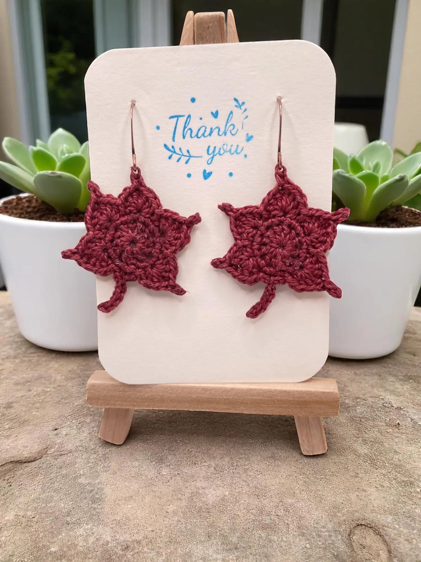 Maple Leaf in burgundy (#5) Tangles & Twine