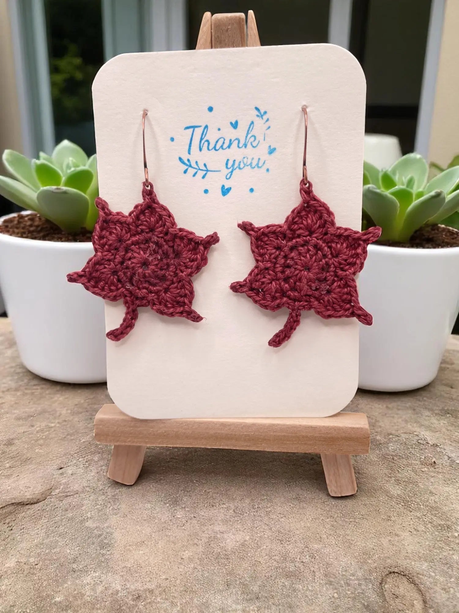 Maple Leaf in burgundy (#5) Tangles & Twine