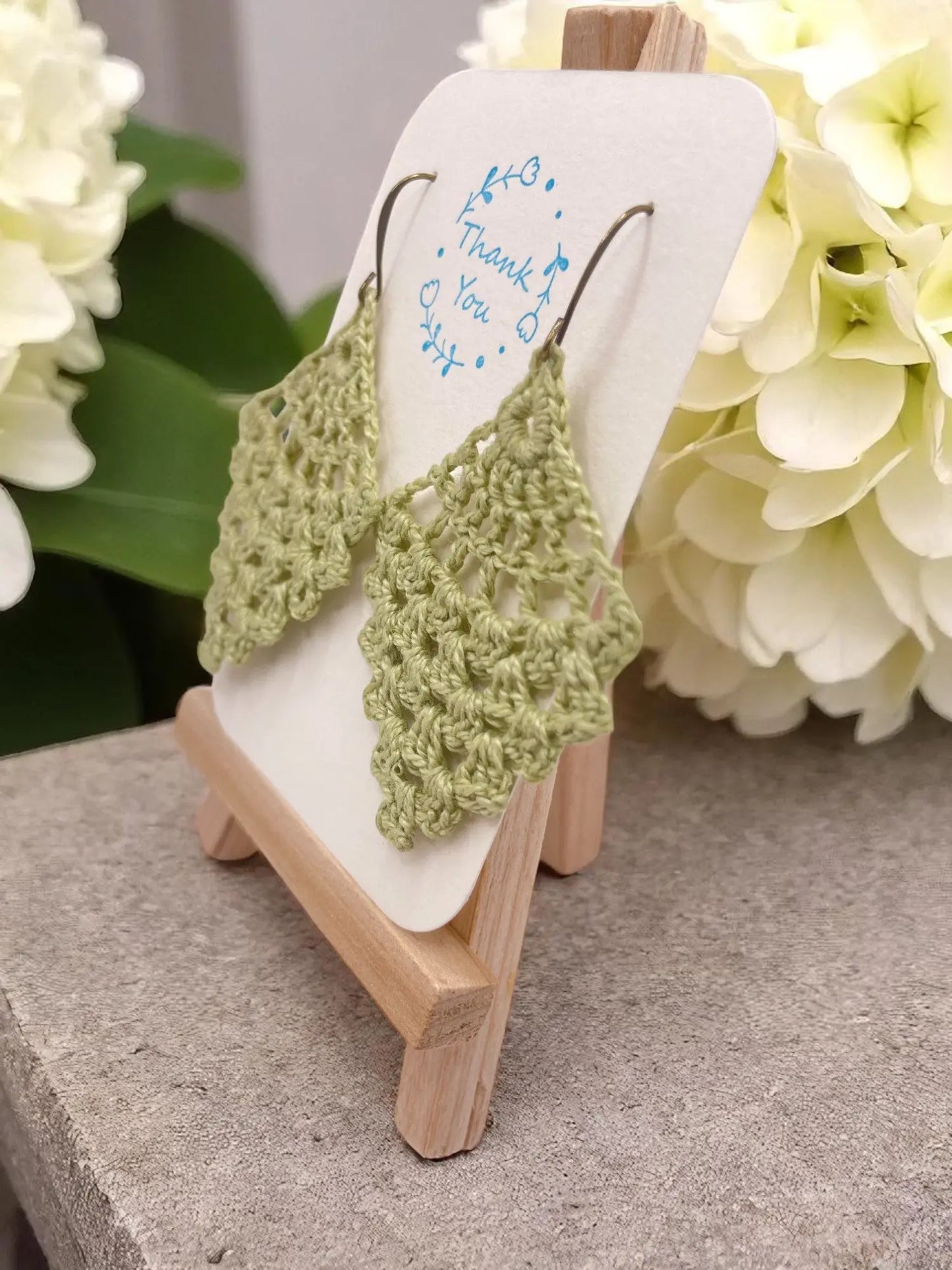 Chandelier earring in light green Tangles & Twine