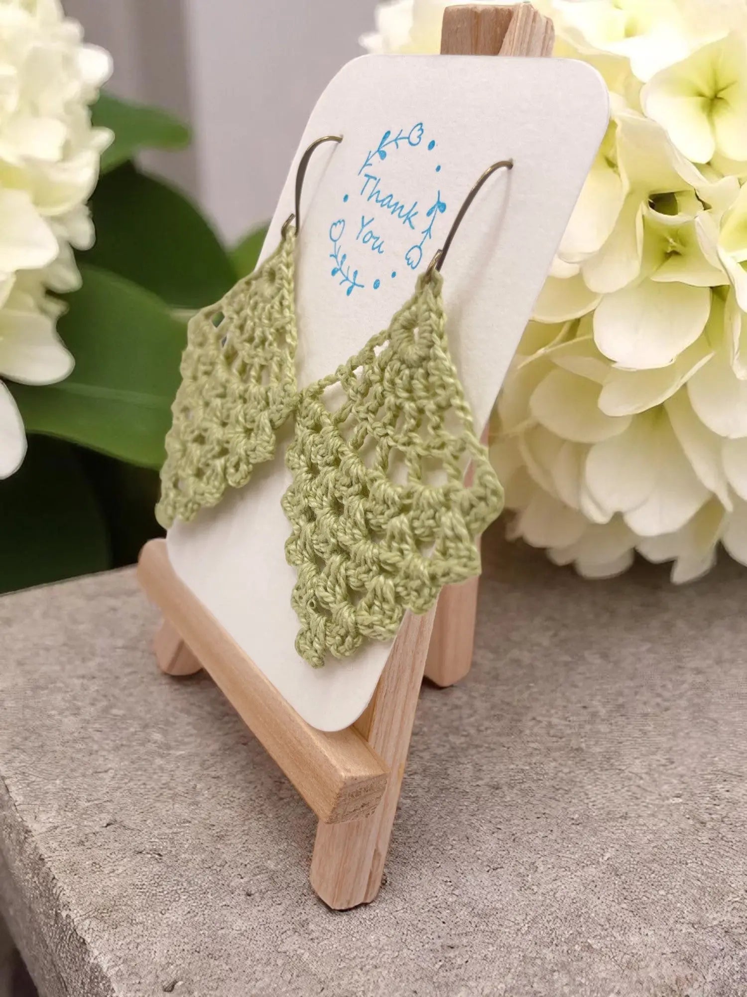 Chandelier earring in light green Tangles & Twine