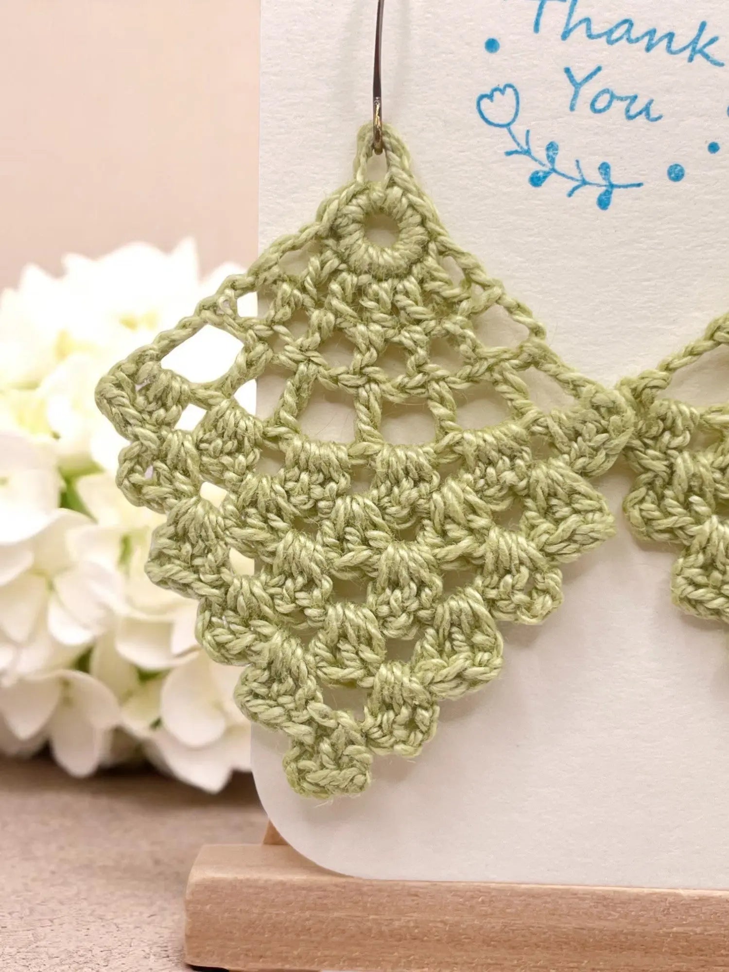 Chandelier earring in light green Tangles & Twine