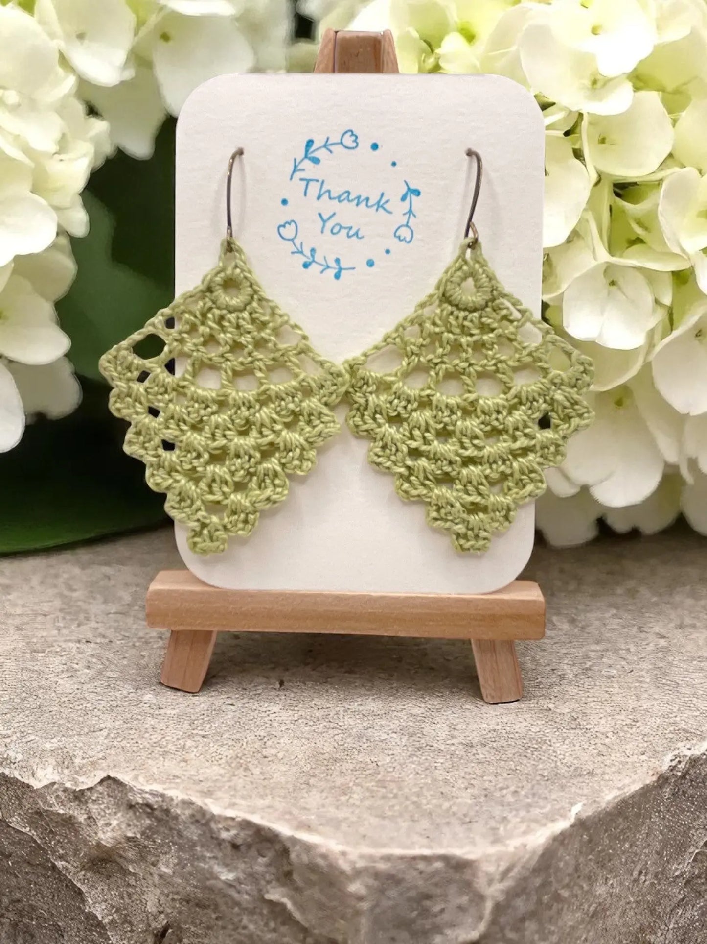 Chandelier earring in light green Tangles & Twine