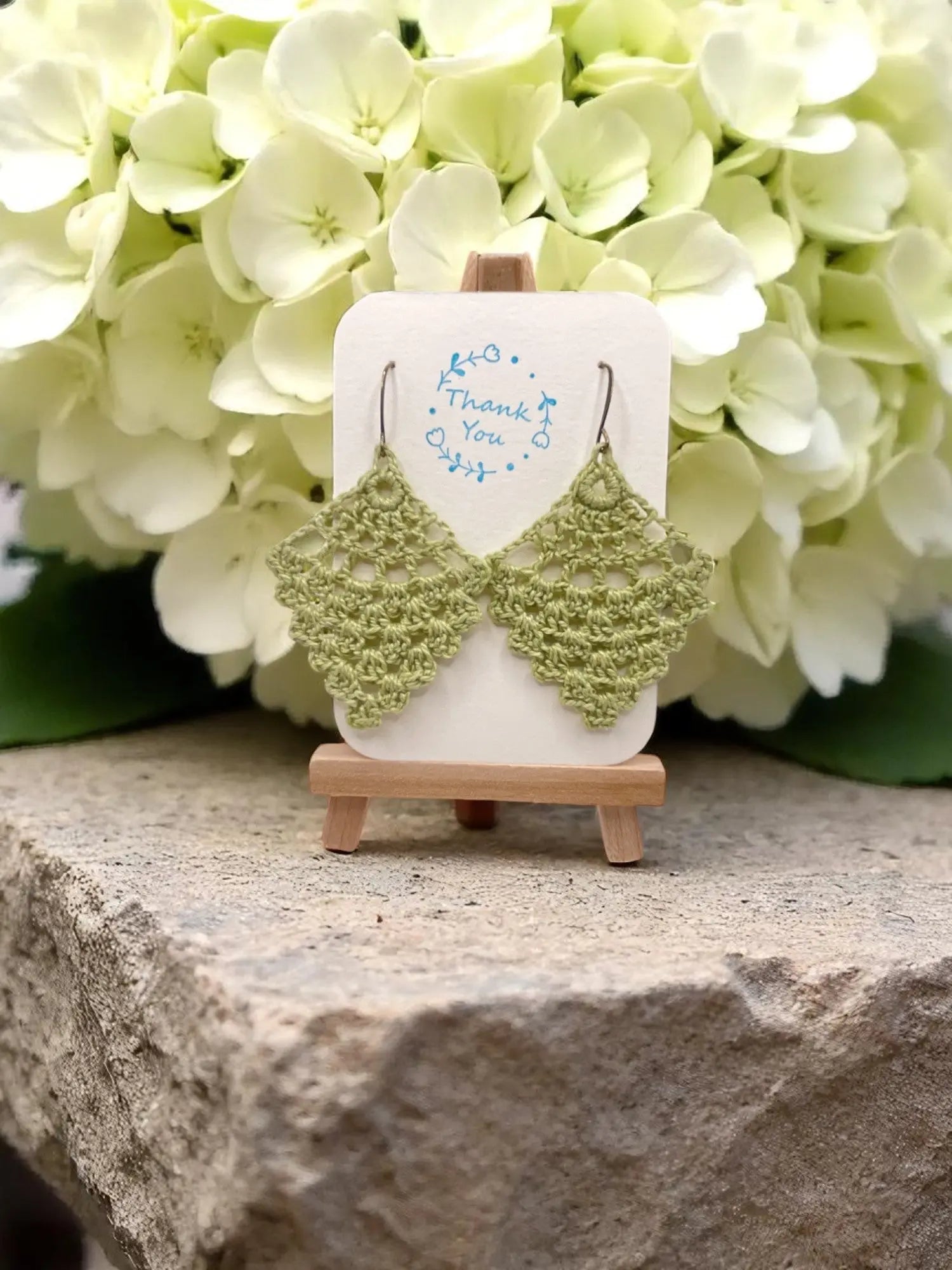 Chandelier earring in light green Tangles & Twine