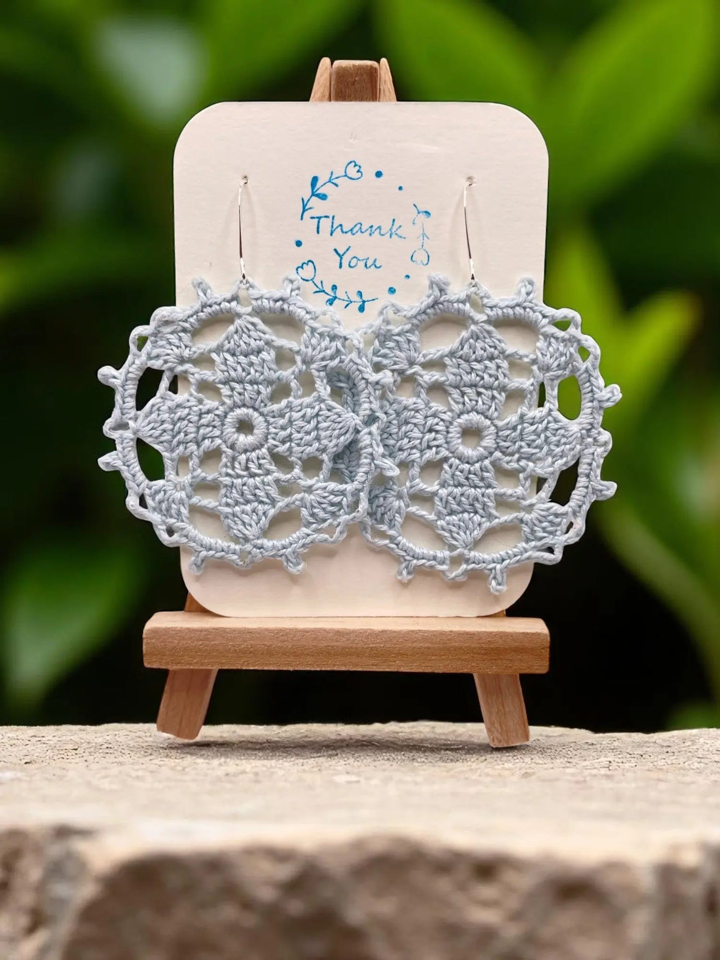 Circular earring in pale blueish gray Tangles & Twine