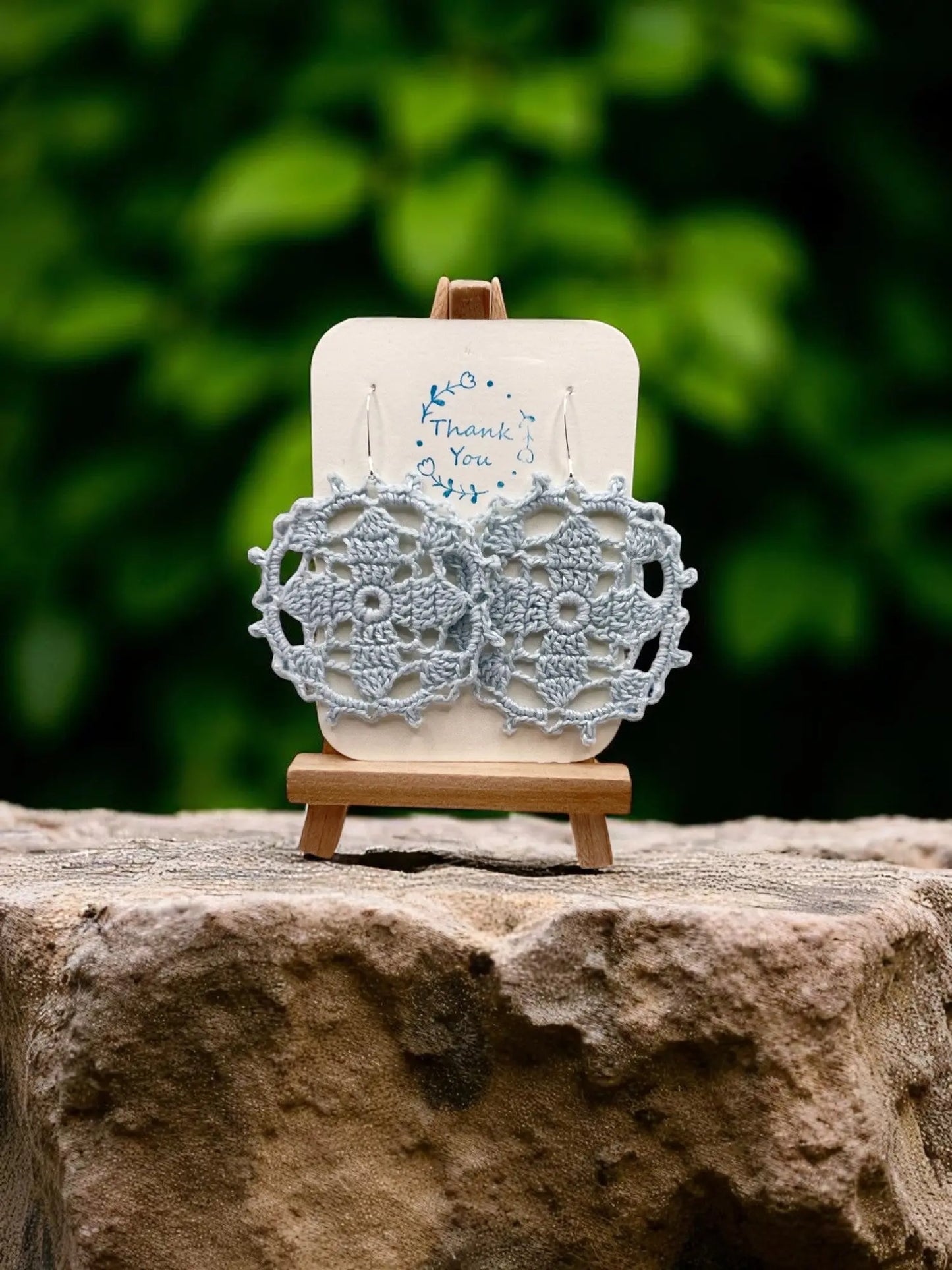 Circular earring in pale blueish gray Tangles & Twine