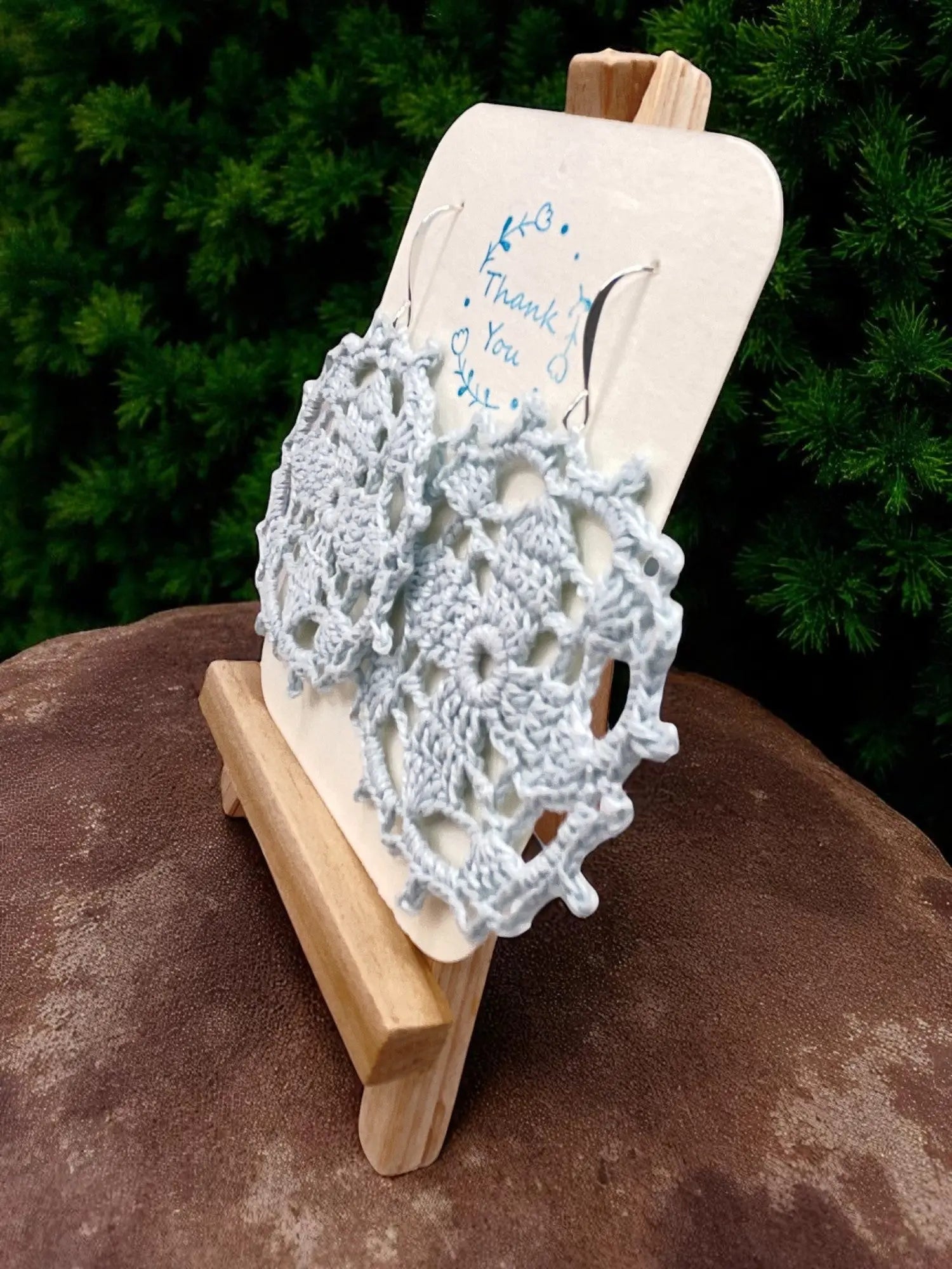 Circular earring in pale blueish gray Tangles & Twine