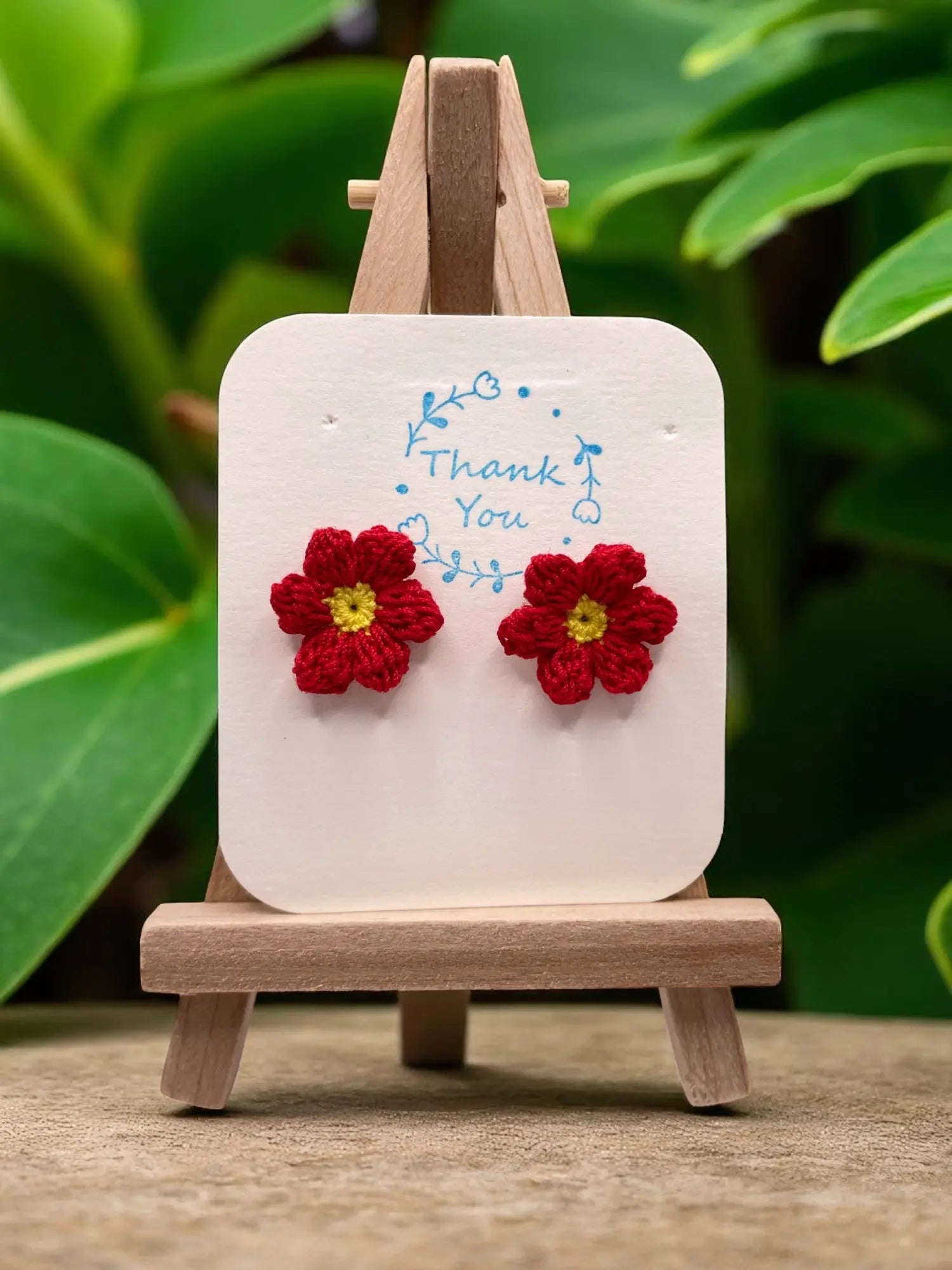 Floral stud in red (#7) Tangles & Twine