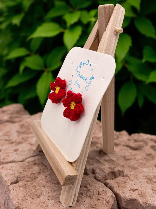 Floral stud in red (#7) Tangles & Twine