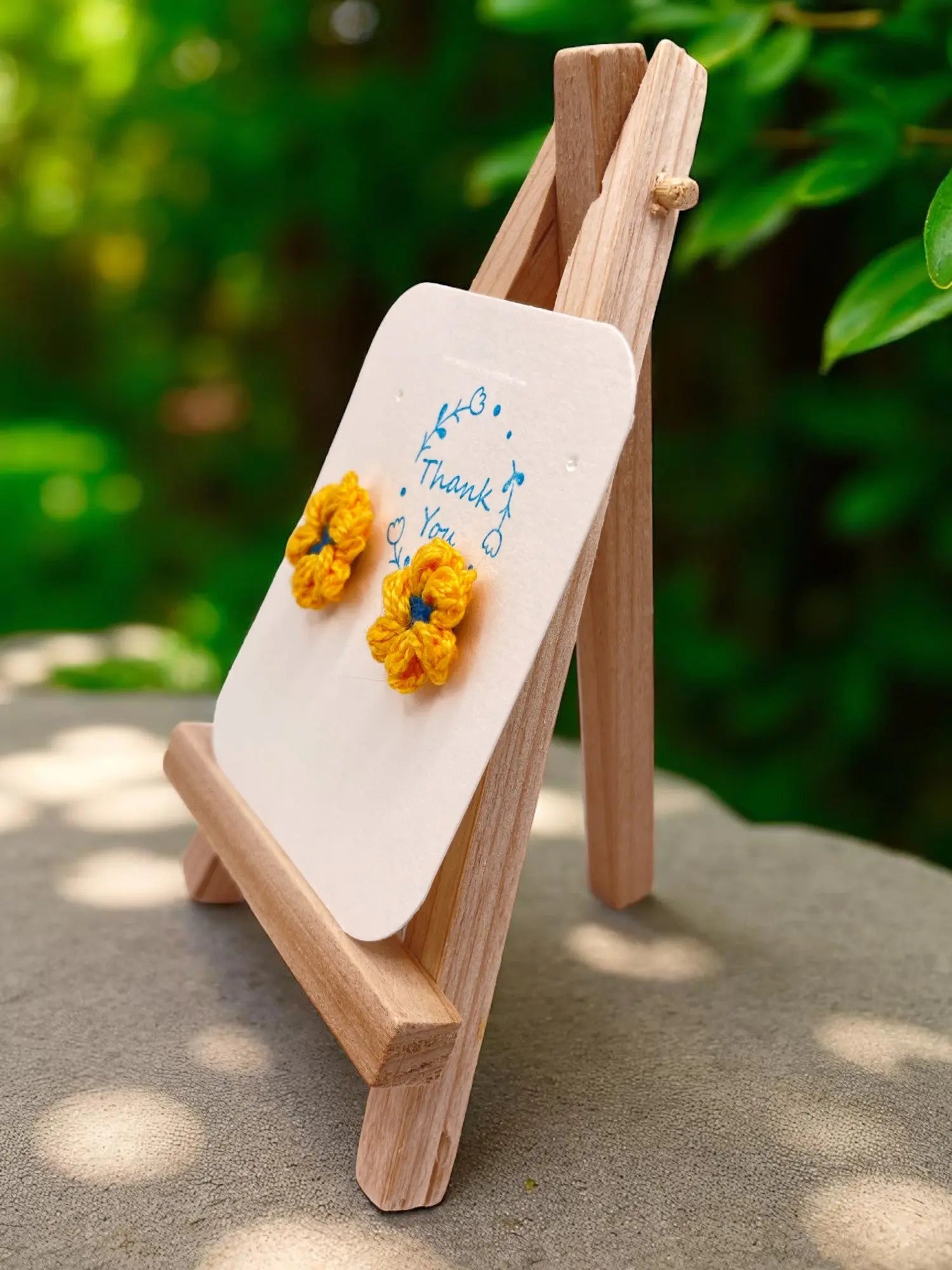 Floral stud in yellow and blue (#11) Tangles & Twine