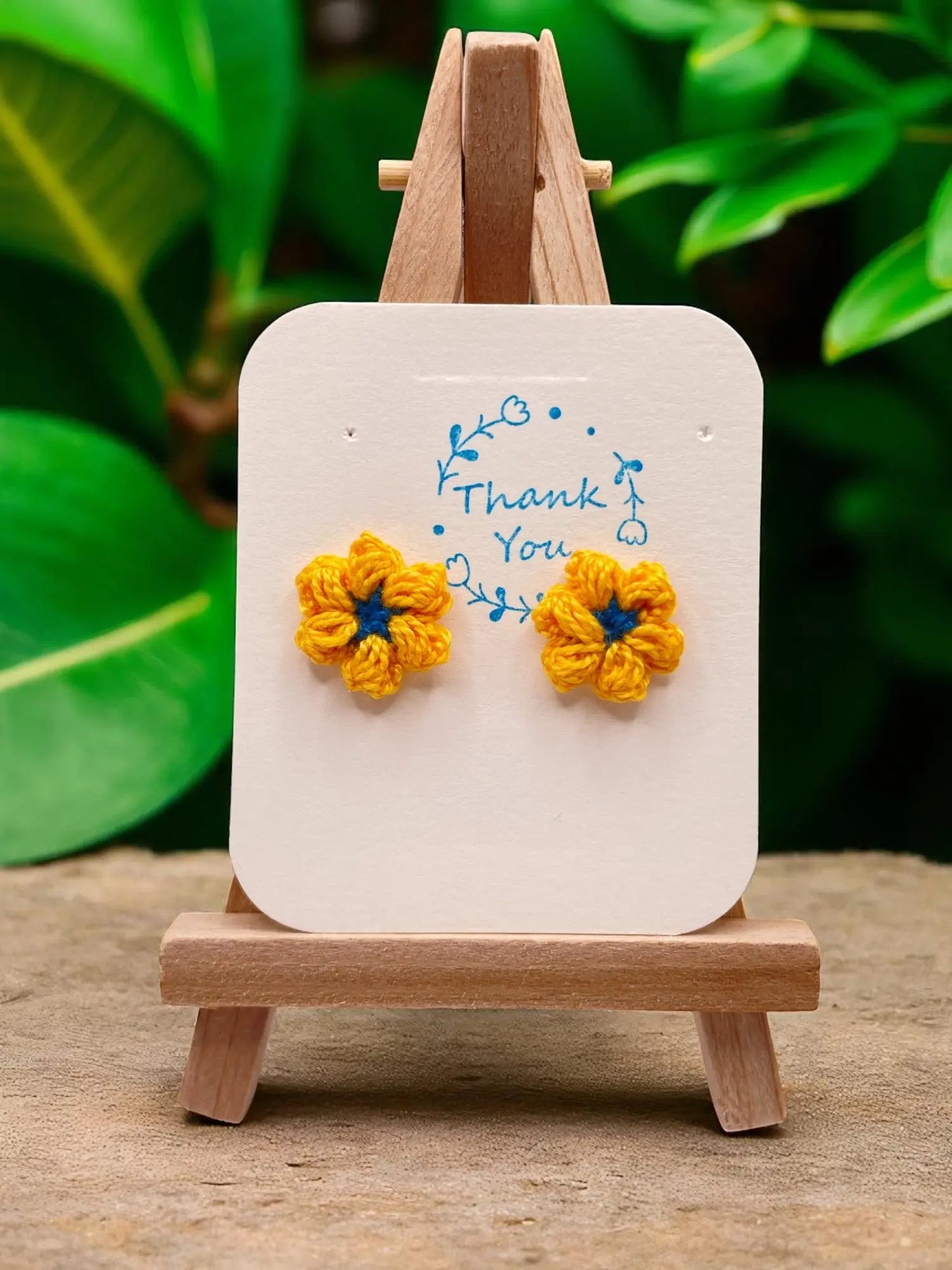 Floral stud in yellow and blue (#11) Tangles & Twine