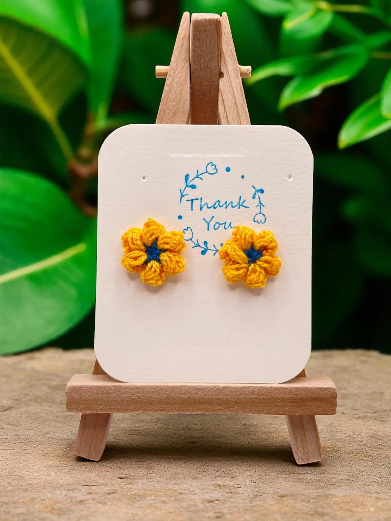 Floral stud in yellow and blue (#11) Tangles & Twine
