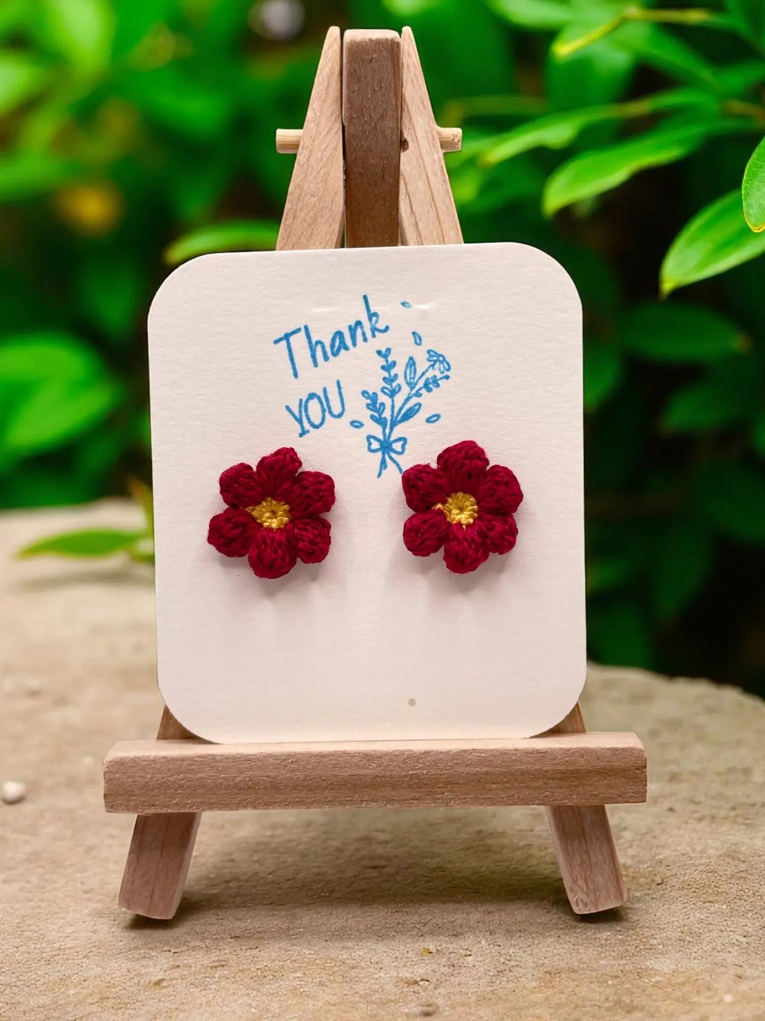 Floral stud in maroon (#10) Tangles & Twine