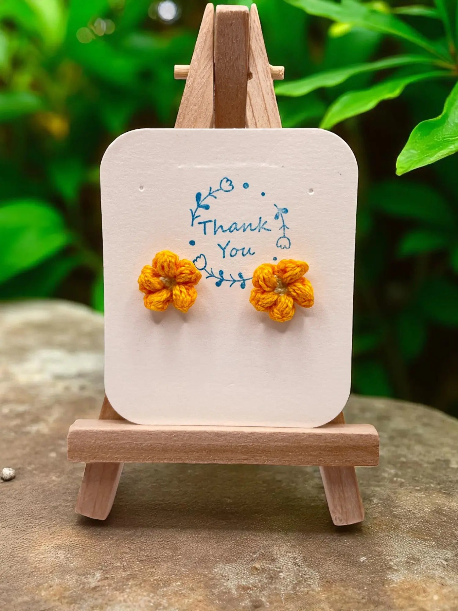 Floral stud in orange (#5) Tangles & Twine