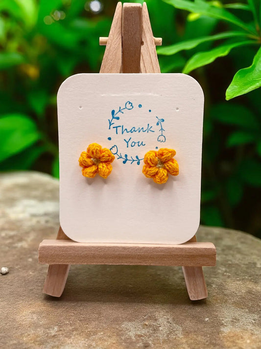 Floral stud in orange (#5) Tangles & Twine