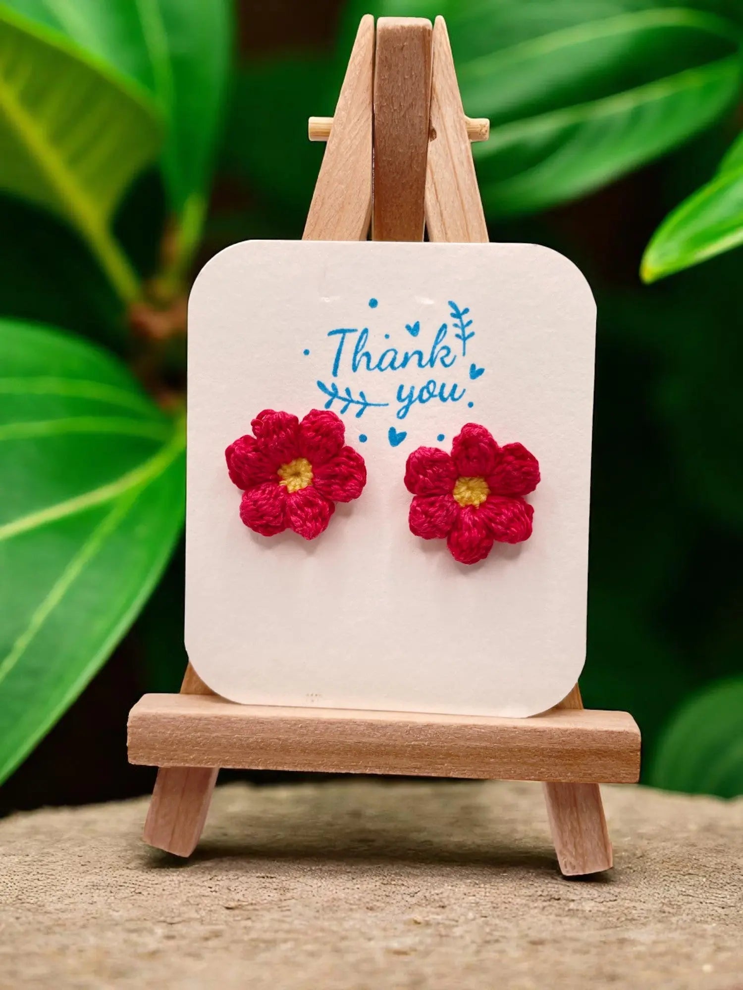 Floral stud in dark pink (#8) Tangles & Twine