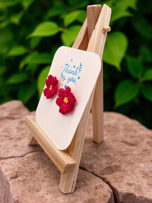 Floral stud in dark pink (#8) Tangles & Twine