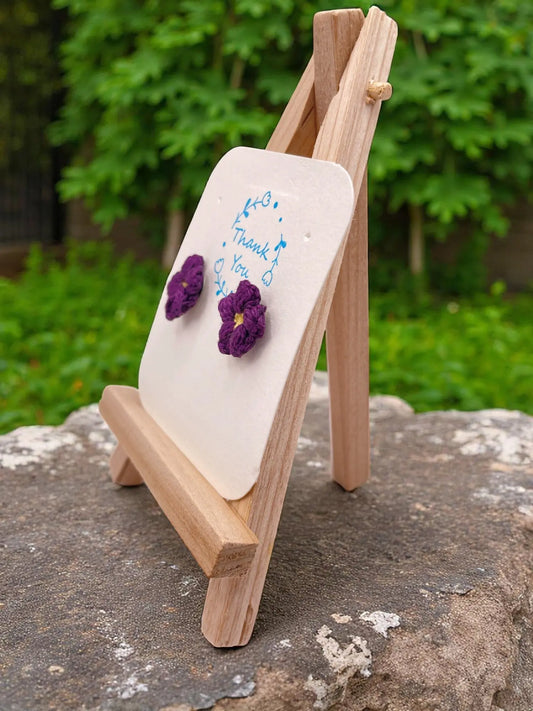 Floral stud in dark plum (#1) Tangles & Twine