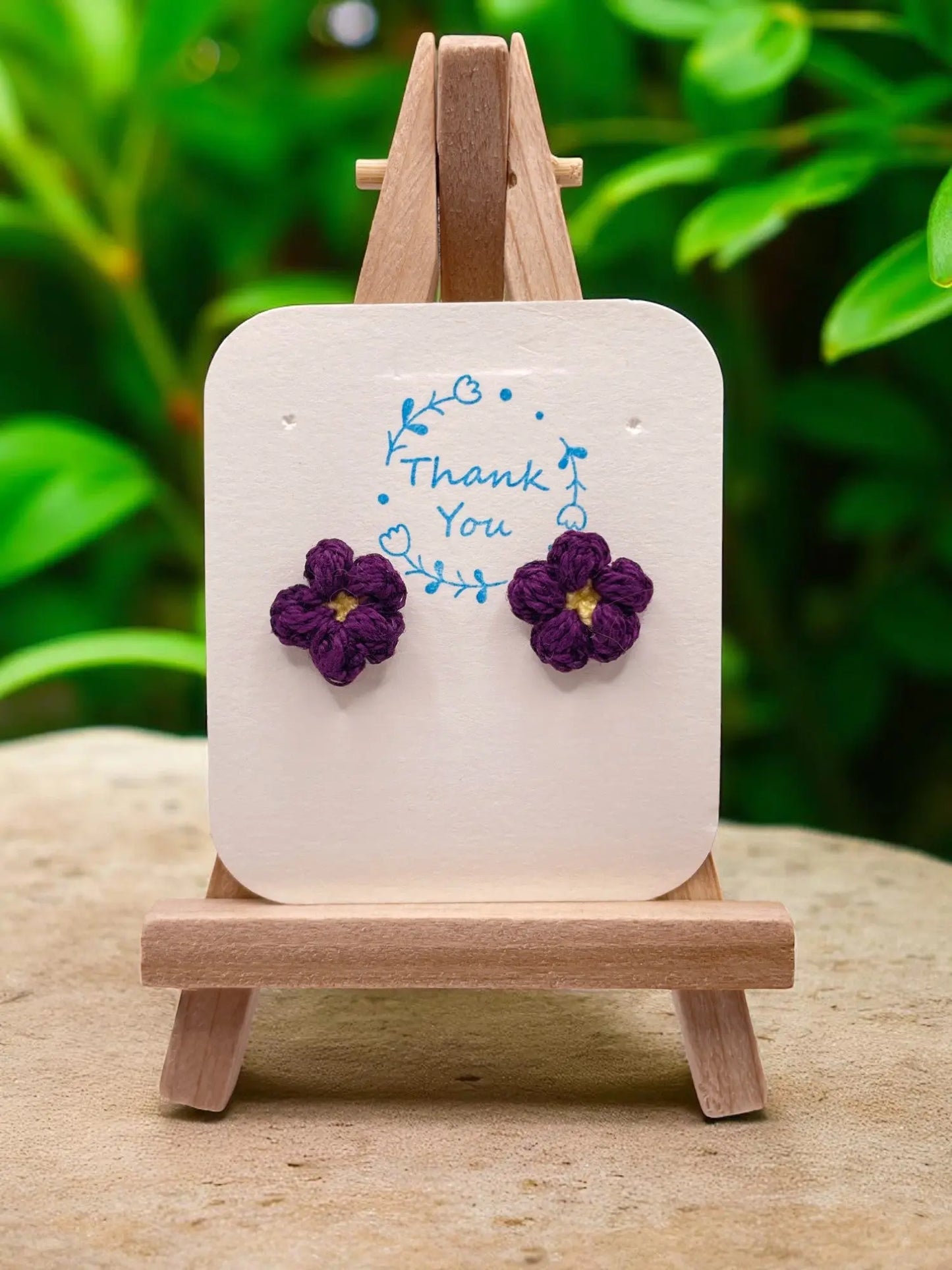 Floral stud in dark plum (#1) Tangles & Twine