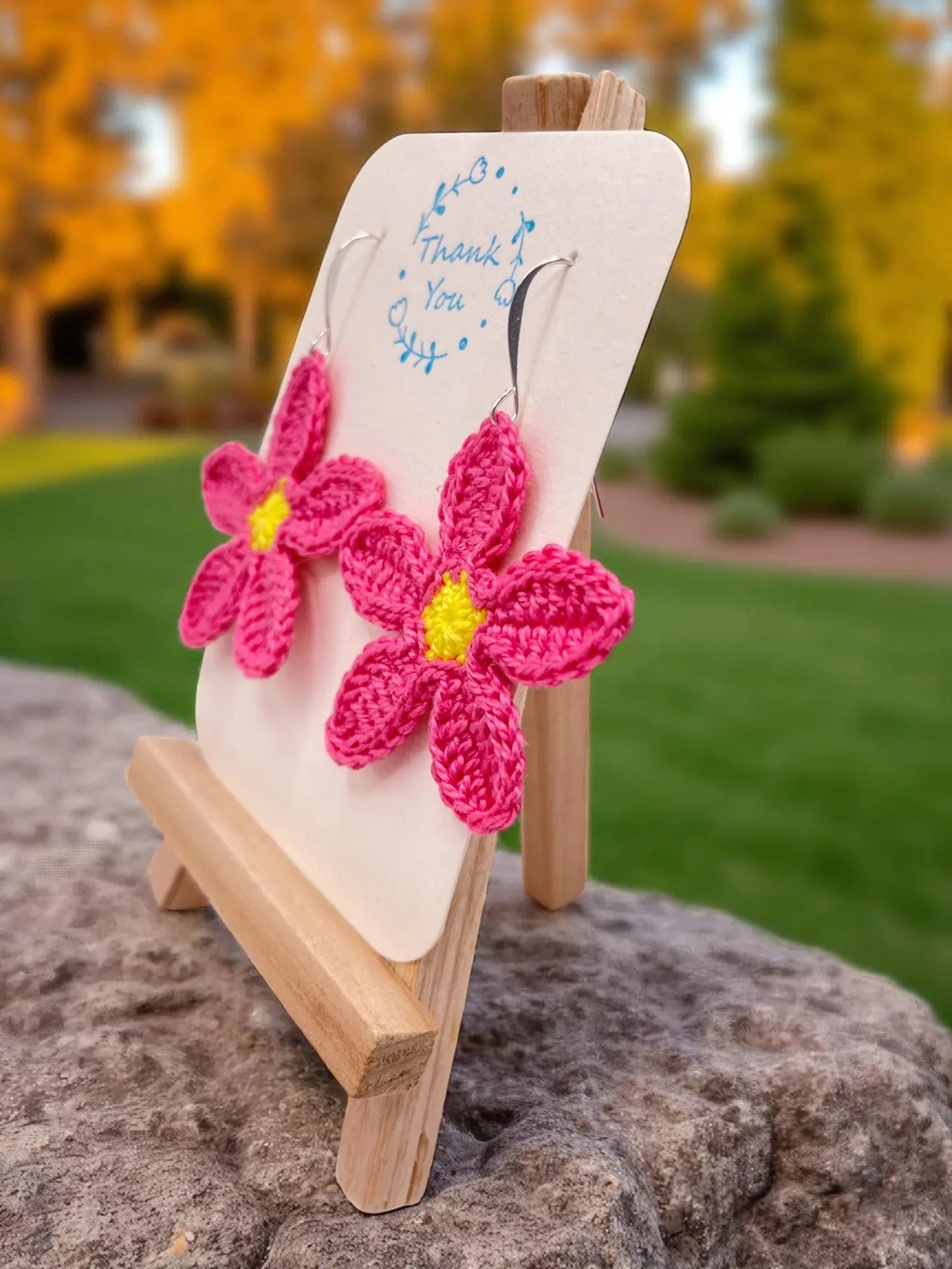 Large dangly bright pink flower Tangles & Twine