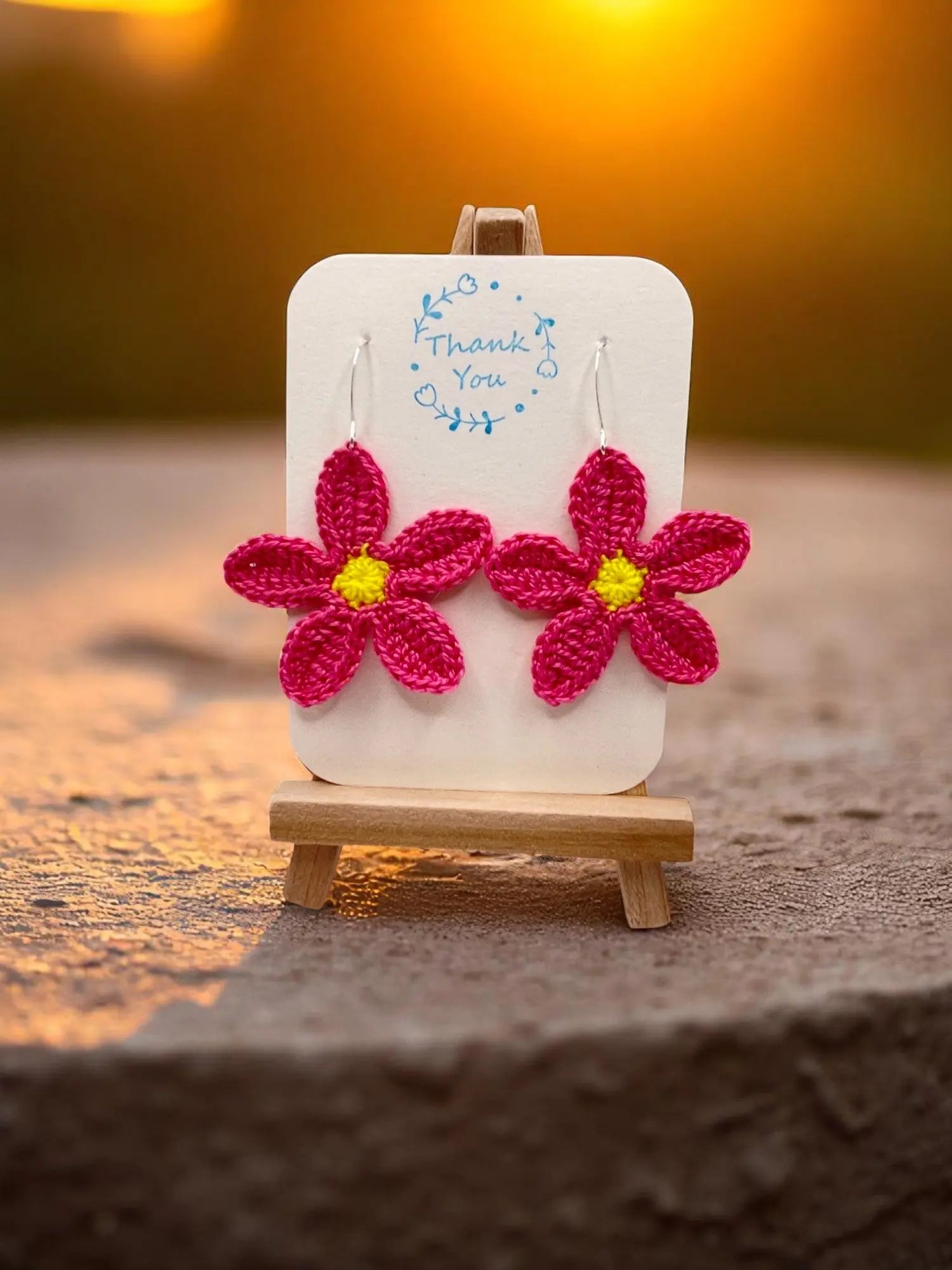 Large dangly bright pink flower Tangles & Twine