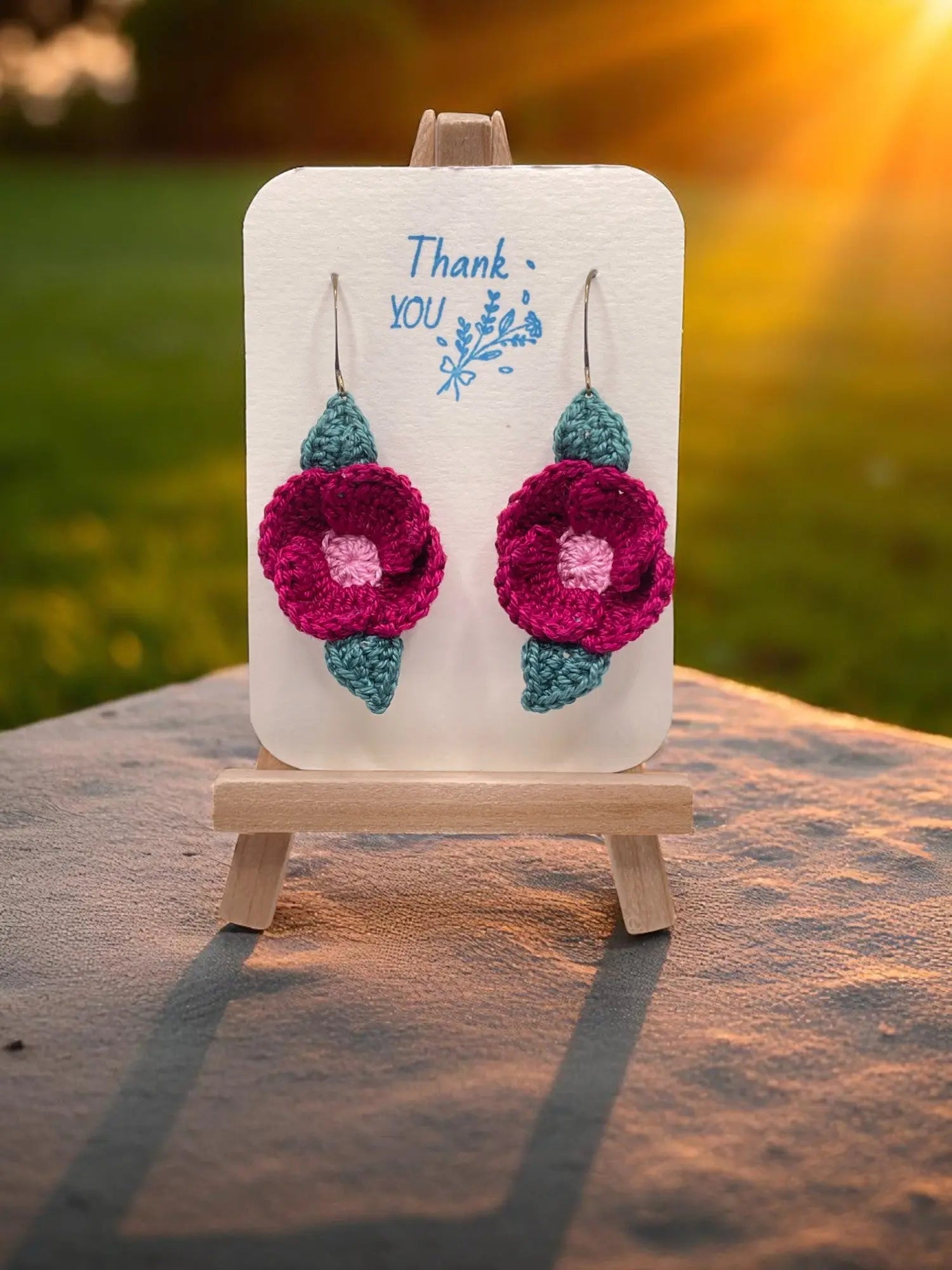 Poppy earring in fuchsia and pink (#5) Tangles & Twine