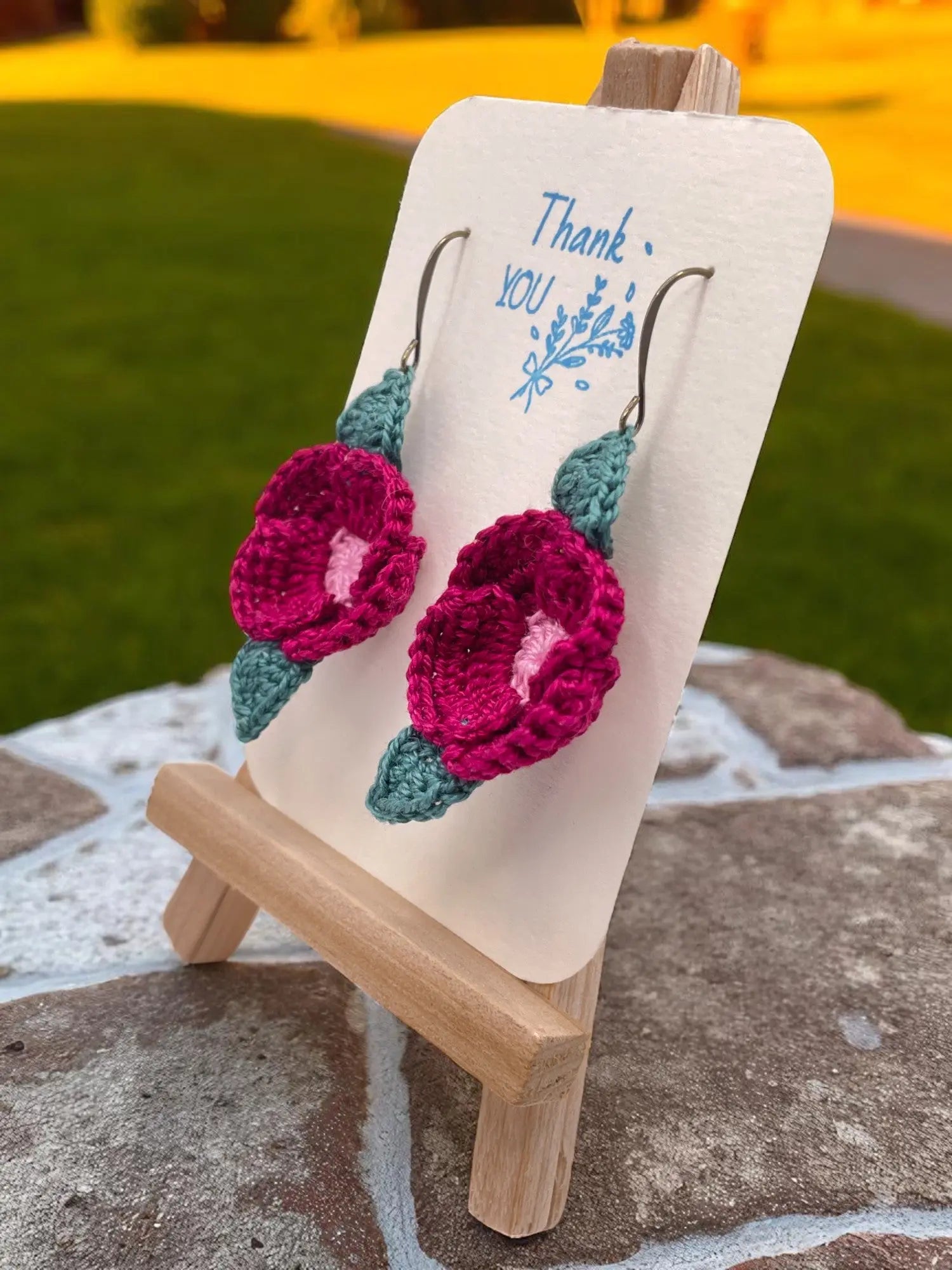 Poppy earring in fuchsia and pink (#5) Tangles & Twine