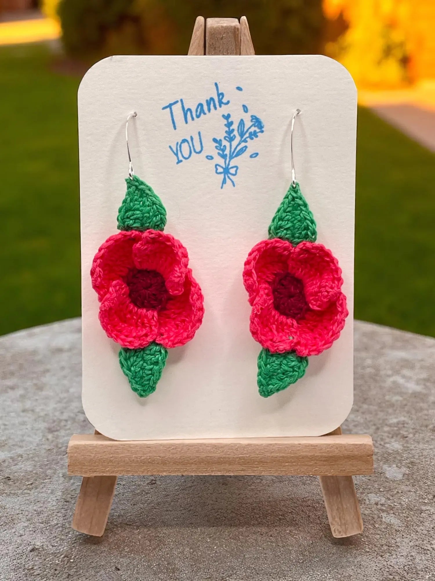 Poppy earring in reddish pink and maroon (#6) Tangles & Twine